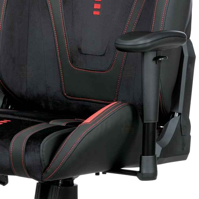 Herní křeslo ERACER, černá sametová látka a ekokůže, houpací mechanismus, opěrák