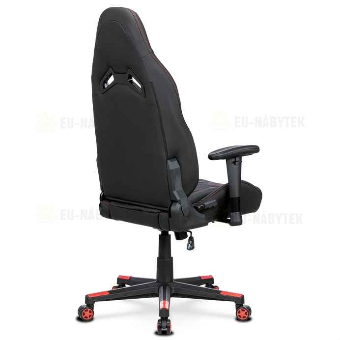 Herní křeslo ERACER, černá sametová látka a ekokůže, houpací mechanismus, opěrák