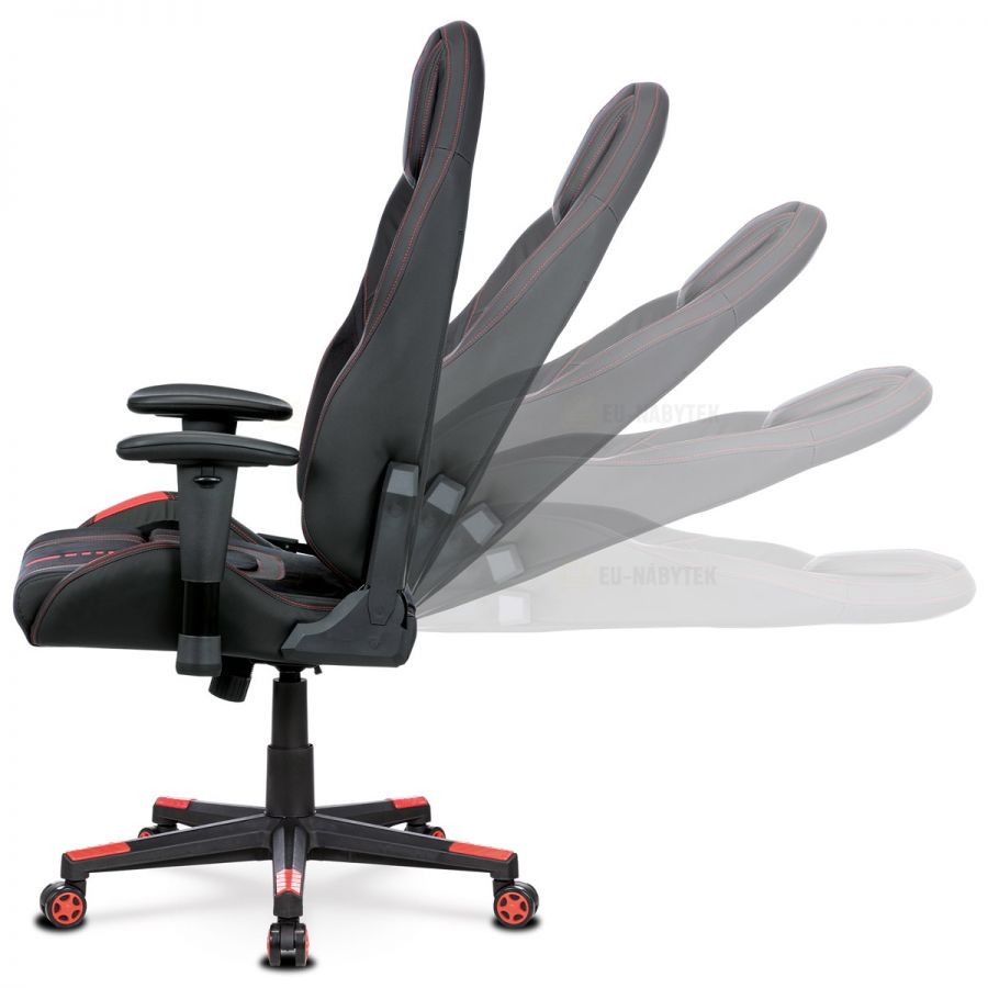 Herní křeslo ERACER, černá sametová látka a ekokůže, houpací mechanismus, opěrák