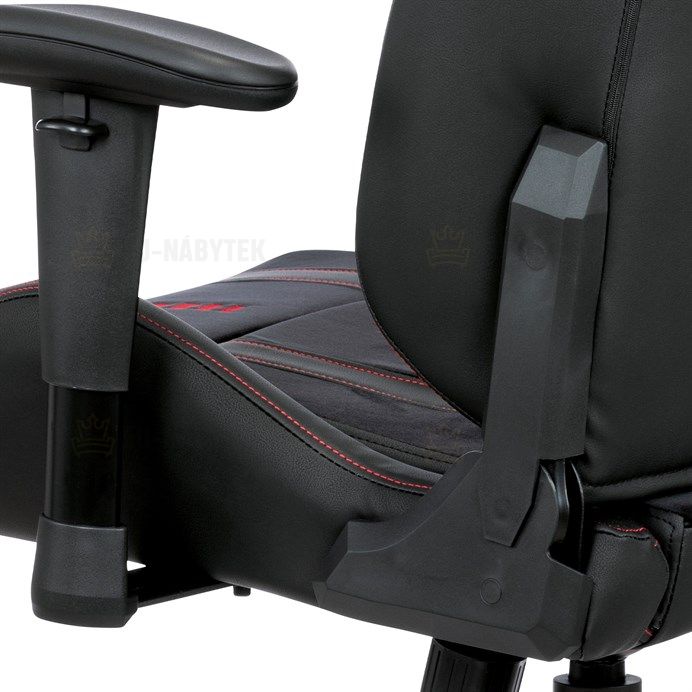 Herní křeslo ERACER, černá sametová látka a ekokůže, houpací mechanismus, opěrák