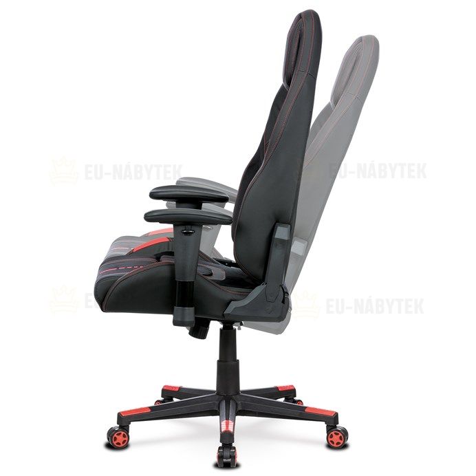 Herní křeslo ERACER, černá sametová látka a ekokůže, houpací mechanismus, opěrák