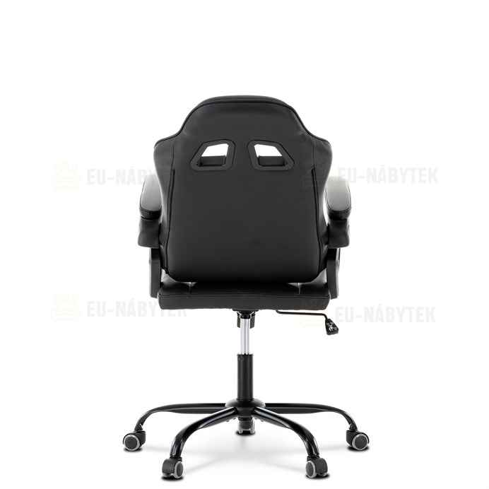 Herní křeslo, šedá a černá ekokůže, houpací mech., opěrák 135°