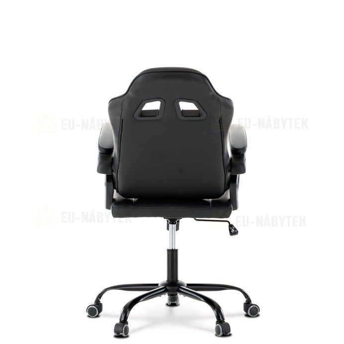 Herní křeslo, šedá a černá ekokůže, houpací mech., opěrák 135°