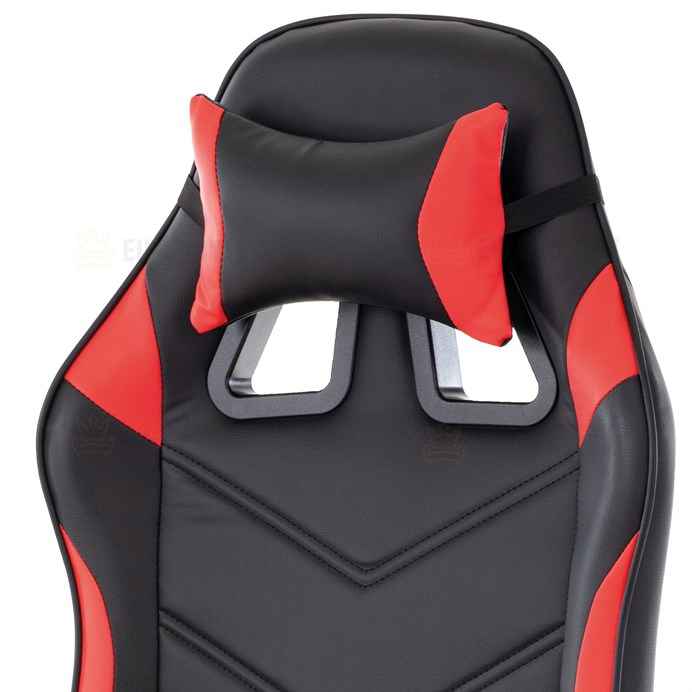 Herní křeslo, červená a černá ekokůže, houpací mech., opěrák 135°