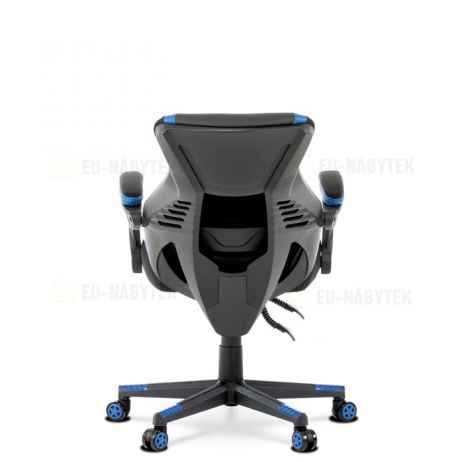 Herní křeslo, modrá, černá ekokůže a černá látka a síťovina MESH, PCA mech