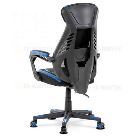 Herní křeslo, modrá, černá ekokůže a černá látka a síťovina MESH, PCA mech