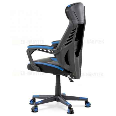 Herní křeslo, modrá, černá ekokůže a černá látka a síťovina MESH, PCA mech
