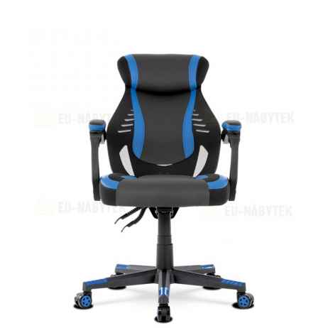 Herní křeslo, modrá, černá ekokůže a černá látka a síťovina MESH, PCA mech