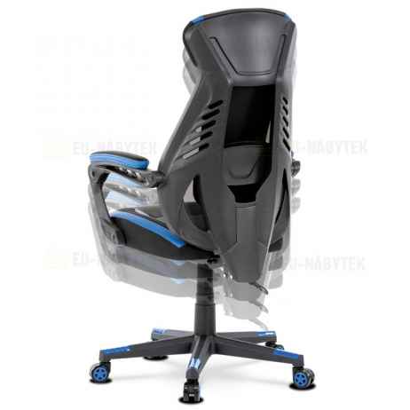 Herní křeslo, modrá, černá ekokůže a černá látka a síťovina MESH, PCA mech