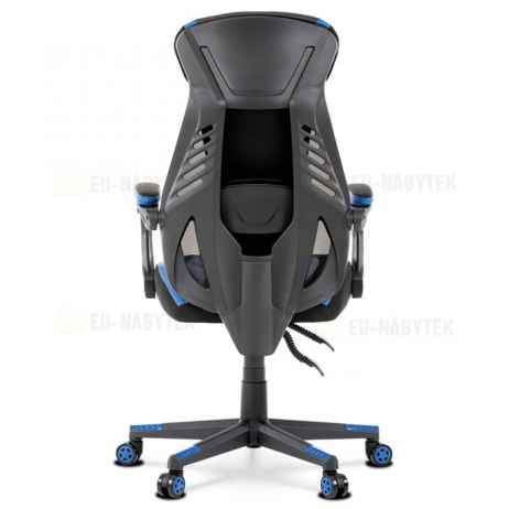 Herní křeslo, modrá, černá ekokůže a černá látka a síťovina MESH, PCA mech