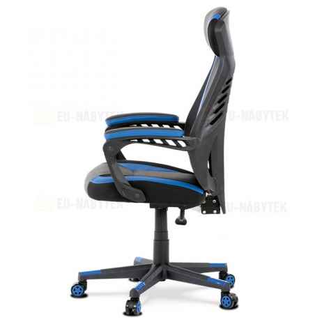 Herní křeslo, modrá, černá ekokůže a černá látka a síťovina MESH, PCA mech