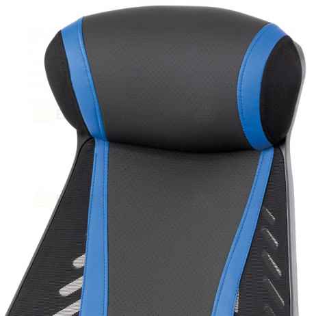 Herní křeslo, modrá, černá ekokůže a černá látka a síťovina MESH, PCA mech