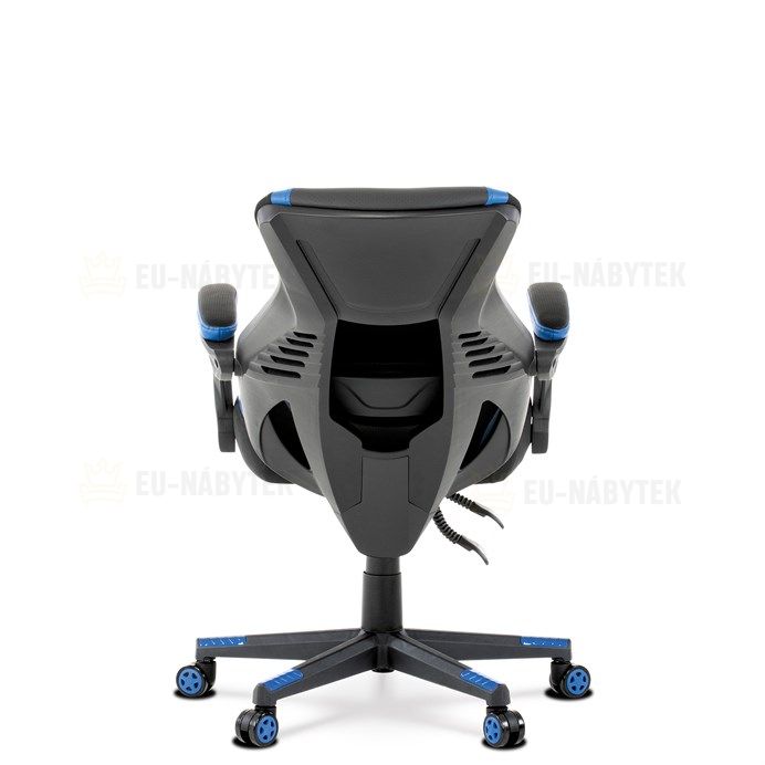 Herní křeslo, modrá, černá ekokůže a černá látka a síťovina MESH, PCA mech