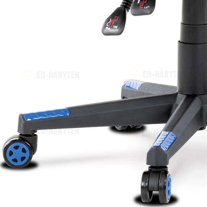 Herní křeslo, modrá, černá ekokůže a černá látka a síťovina MESH, PCA mech