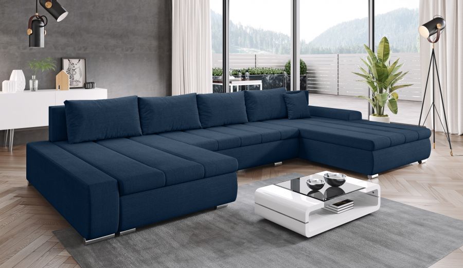Rozkládací rohová sedačka TAMARIS modrá