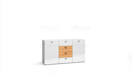 Komoda MILANES 150 bílá lesk / dub artisan DOPRODEJ*