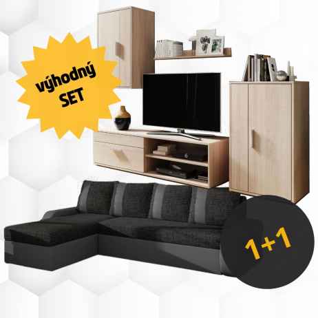Set sedací souprava RAMIRES + obývací stěna HONGKONG