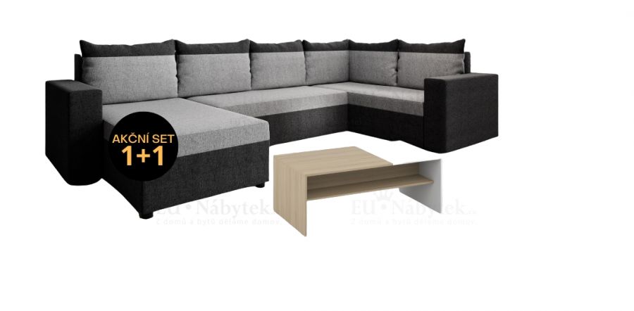 Set sedací souprava MAROKO světle šedá/šedá a konferenční stolek