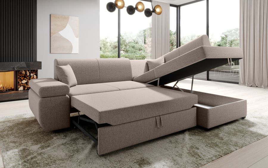 Rozkládací rohová sedačka FELIXIA zelená