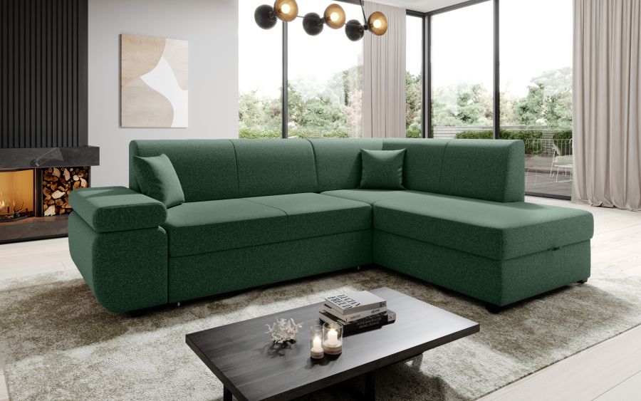 Rozkládací rohová sedačka FELIXIA zelená