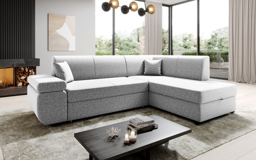 Rozkládací rohová sedačka FELIXIA světle šedá