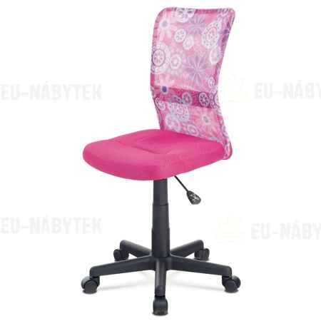 kancelářská židle, látka MESH růžová s motivem, plyn.píst DOPRODEJ