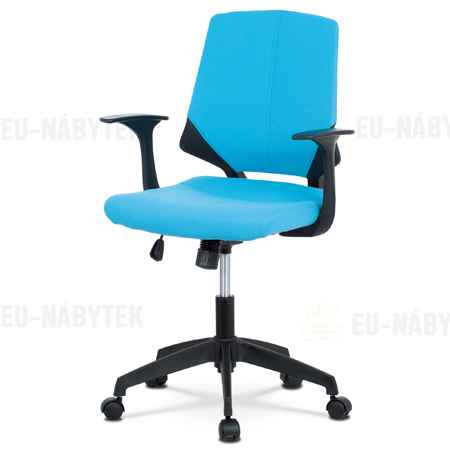 Kancelářská židle, modrá látka, černé PP područky DOPRODEJ
