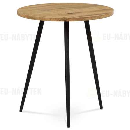 Přístavný stolek, MDF, dekor divoký dub, kov, černý lak DOPRODEJ