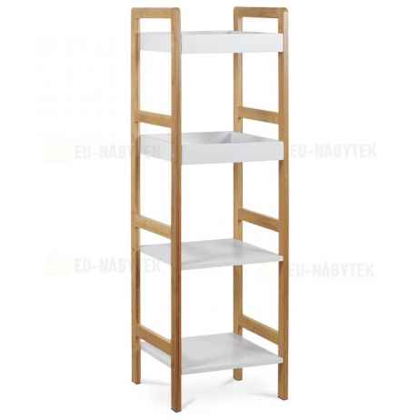 REGÁL- 4 POLICE, BAMBUS LAKOVANÝ, POLICE - BÍLÁ MDF DOPRODEJ