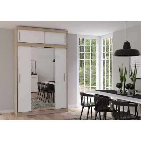 Šatní skříň VESTIMO 150 dub sonoma / bílá s nádstavcem