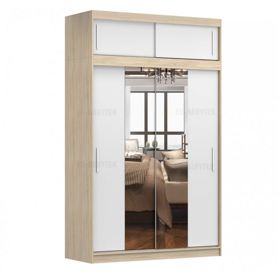 Šatní skříň VESTIMO 150 dub sonoma / bílá s nádstavcem