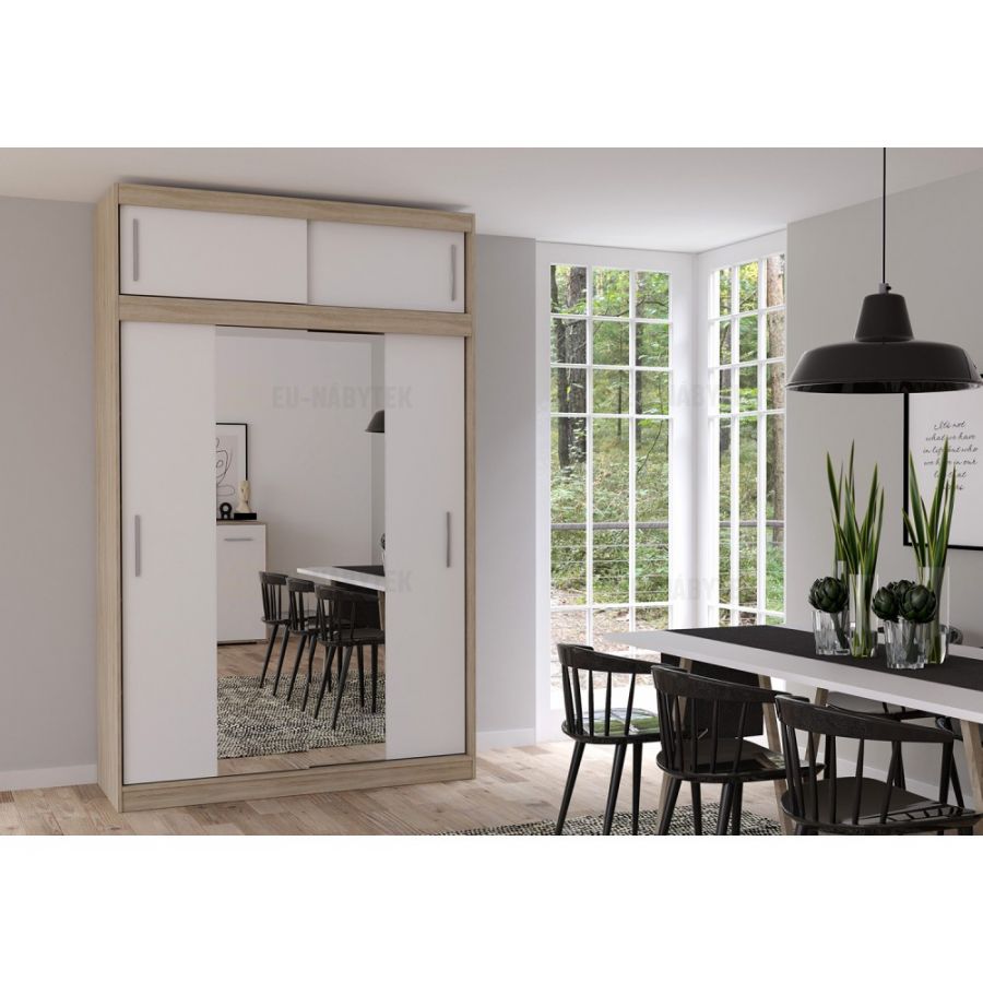 Šatní skříň VESTIMO 150 dub sonoma / bílá s nádstavcem