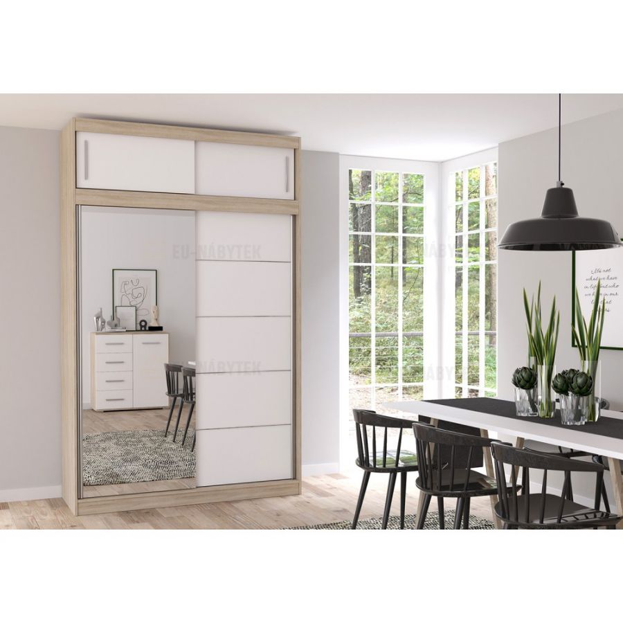 Šatní skříň VESTIMO II 150 dub sonoma / bílá s nádstavcem