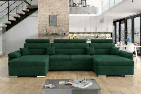 Rozkládací rohová sedačka LEILA U 375x160 zelená