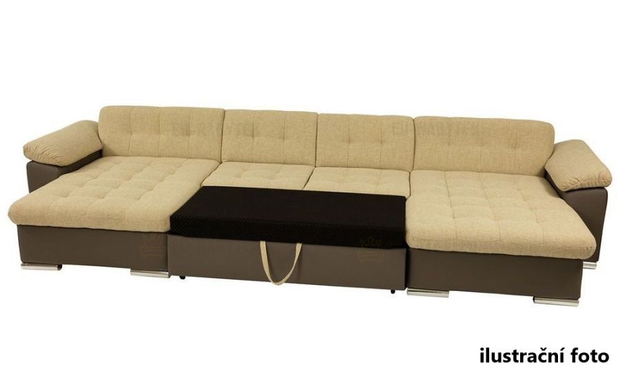 Rozkládací rohová sedačka LEILA U 375x160 světle šedá / šedá