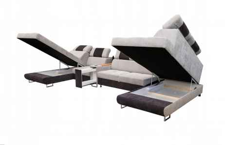 Rozkládací rohová sedačka SERGIA U světle šedá / tmavě šedá