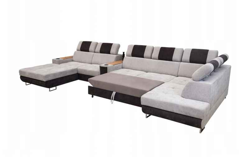 Rozkládací rohová sedačka SERGIA U světle šedá / tmavě šedá