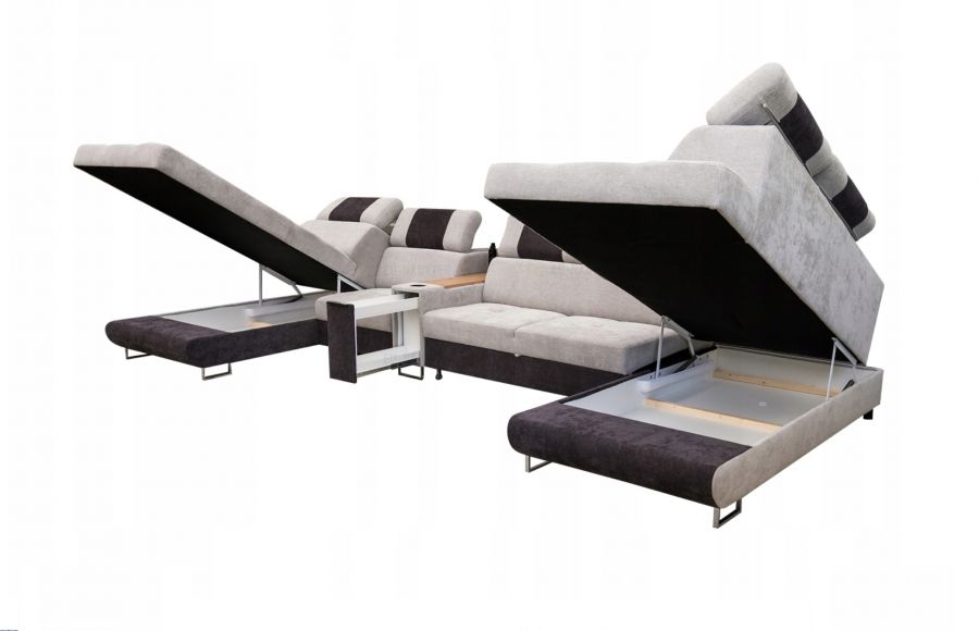 Rozkládací rohová sedačka SERGIA U světle šedá / tmavě šedá