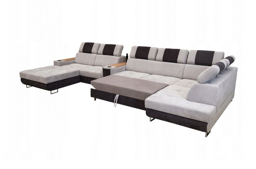 Rozkládací rohová sedačka SERGIA U světle šedá / tmavě šedá