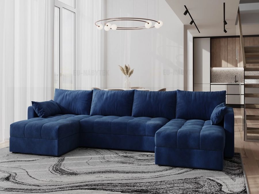 Rozkládací rohová sedačka SATIMA U modrá