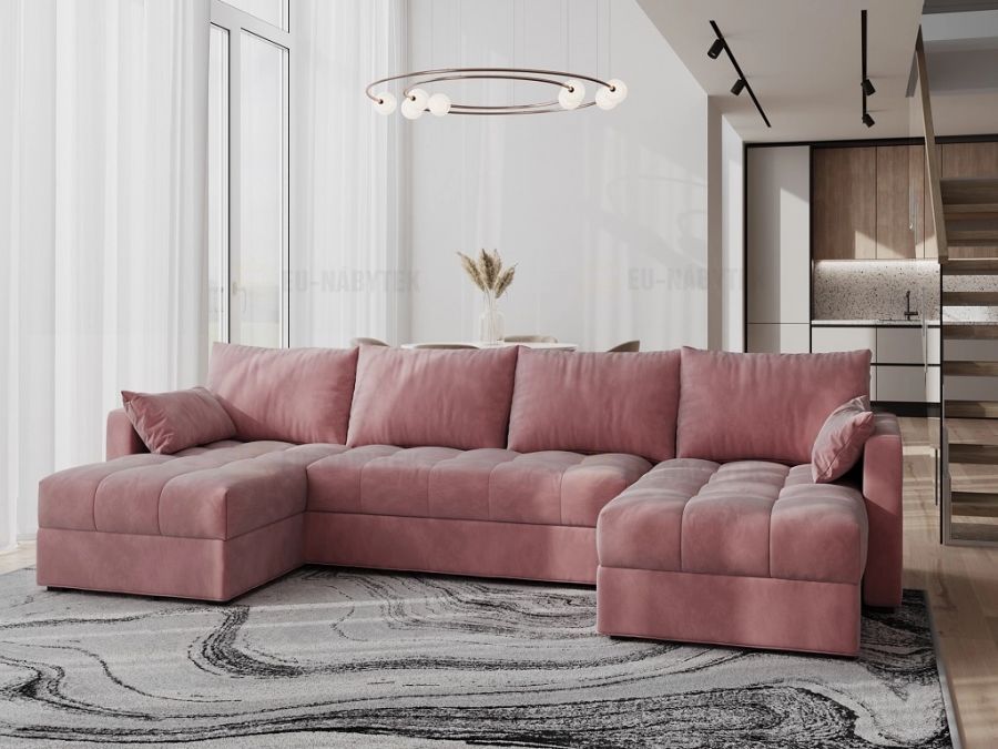 Rozkládací rohová sedačka SATIMA U růžová