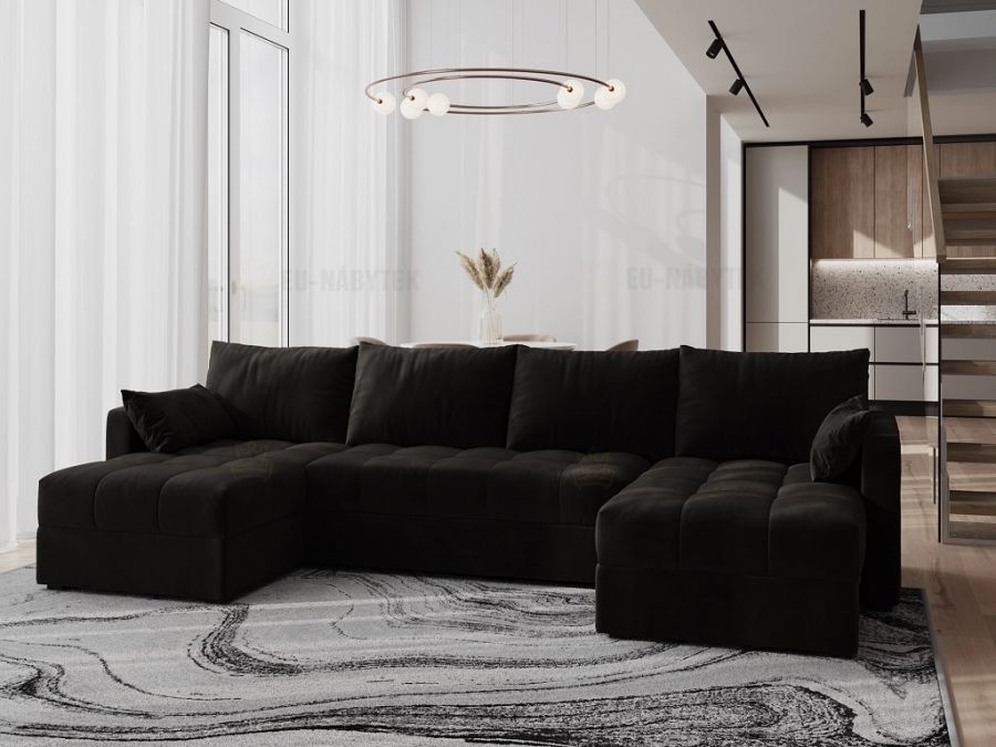Rozkládací rohová sedačka SATIMA U černá