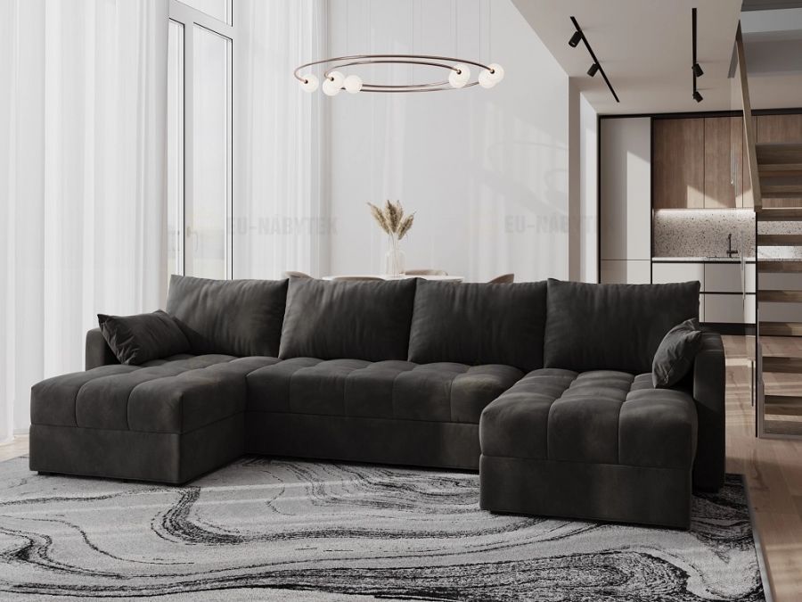 Rozkládací rohová sedačka SATIMA U tmavě šedá