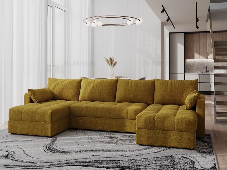 Rozkládací rohová sedačka SATIMA U hořčicová
