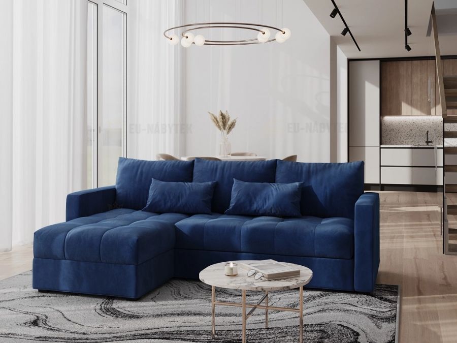 Rozkládací rohová sedačka SATIMA modrá