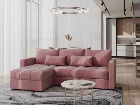 Rozkládací rohová sedačka SATIMA růžová