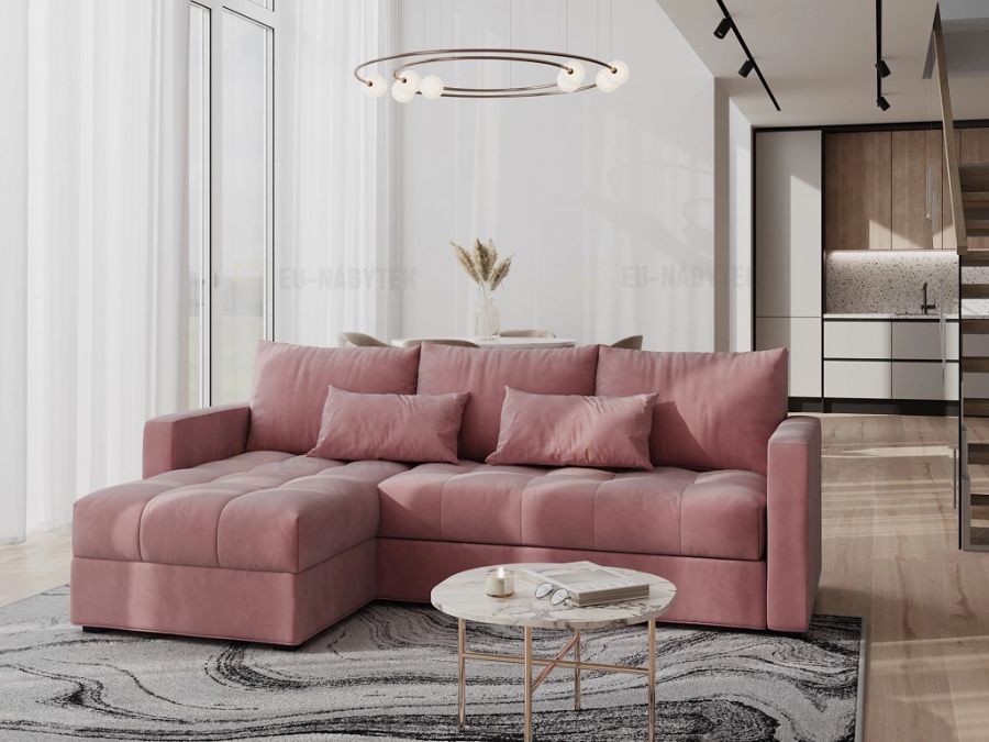 Rozkládací rohová sedačka SATIMA růžová