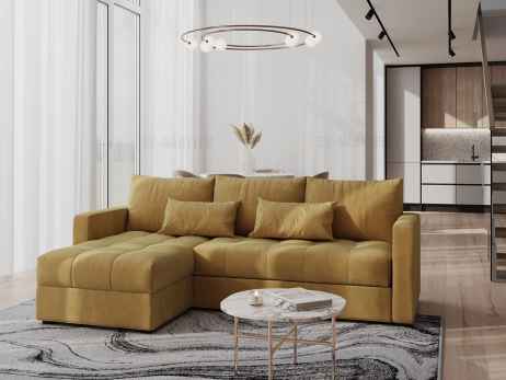 Rozkládací rohová sedačka SATIMA hořčicová