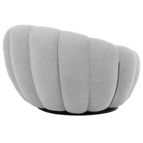Křeslo relaxační, látka šedá Bouclé, otočné.