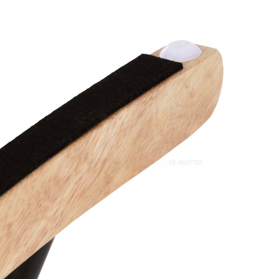 Křeslo houpací, potah modrá látka, dřevěné nohy, masiv kaučukovník